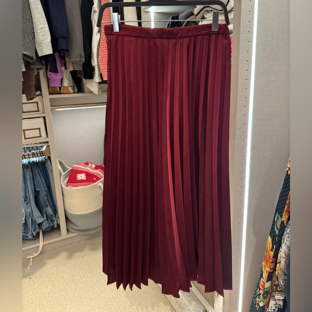 J. Crew burgundy pleated midi Skirt